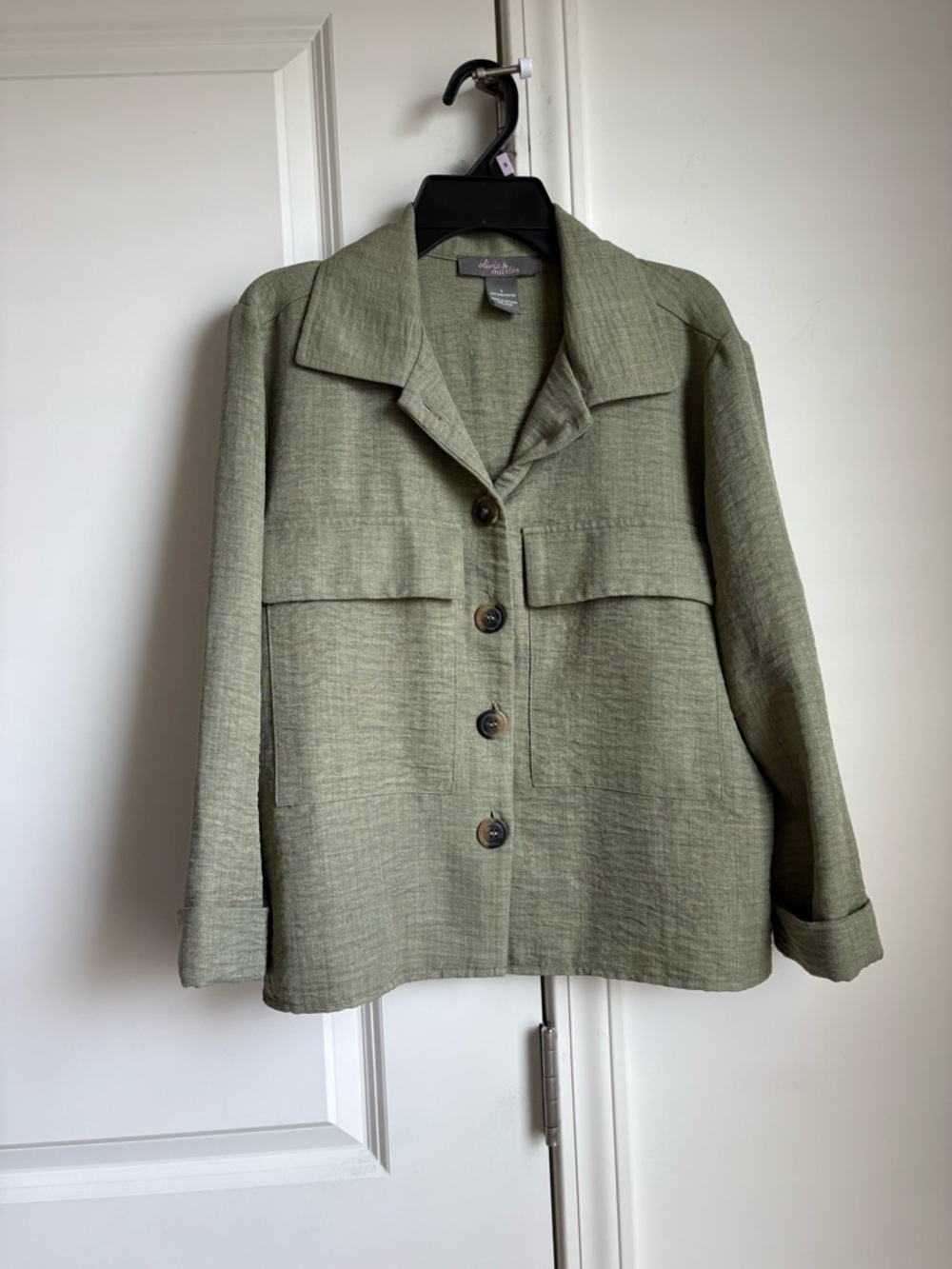 Olive Green Boxy Button-Front Jacket
